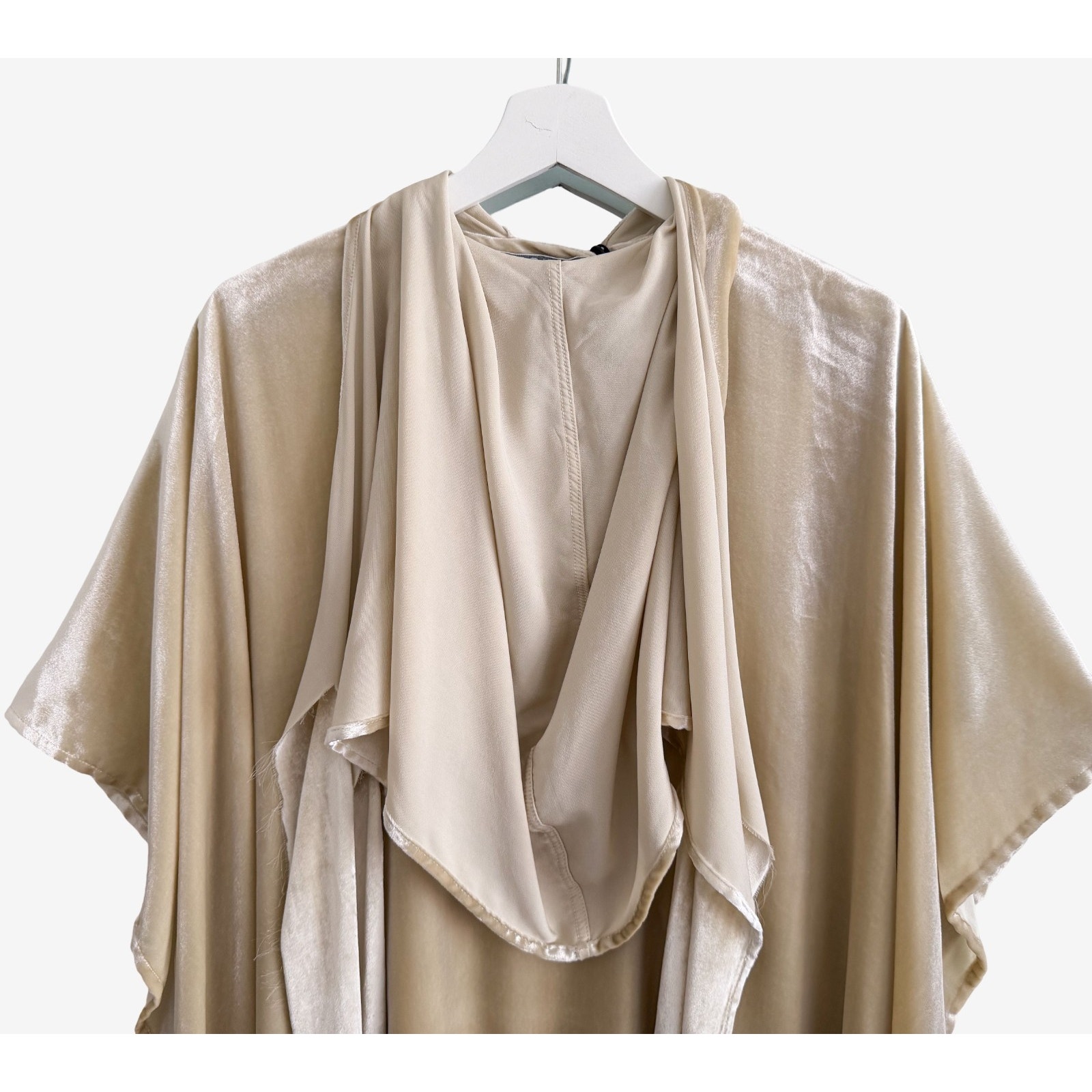 Lindsey Thornburg Silk Velvet Hooded Cloak Cape Draped Fringe Os — image 4 of 8